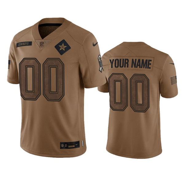 Mens Dallas Cowboys Active Player Custom 2023 Brown Salute To Service Limited Football Stitched Jersey->customized nfl jersey->Custom Jersey